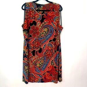 Tommy Hilfiger Women’s Red Floral Paisley Print Dress Sz 16